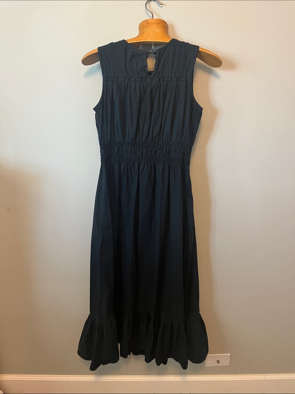 A New Day Sleeveless Black Cotton Midi Summer Dress with Smocked Waist - Picture 6 of 6